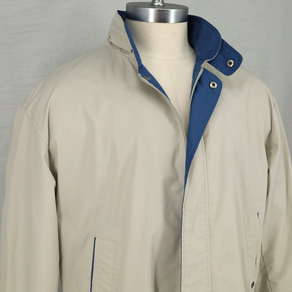 Members Only Jacket Mens Large Beige Full Zip Lightweight Pockets Lined Vintage - Picture 10 of 16